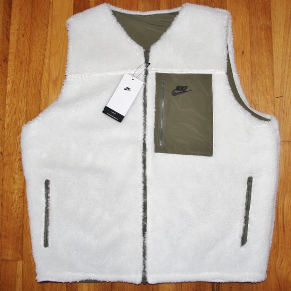 Nike Club+ Reversible Winterized Fleece Vest Mens M Sail Olive - Picture 1 of 11